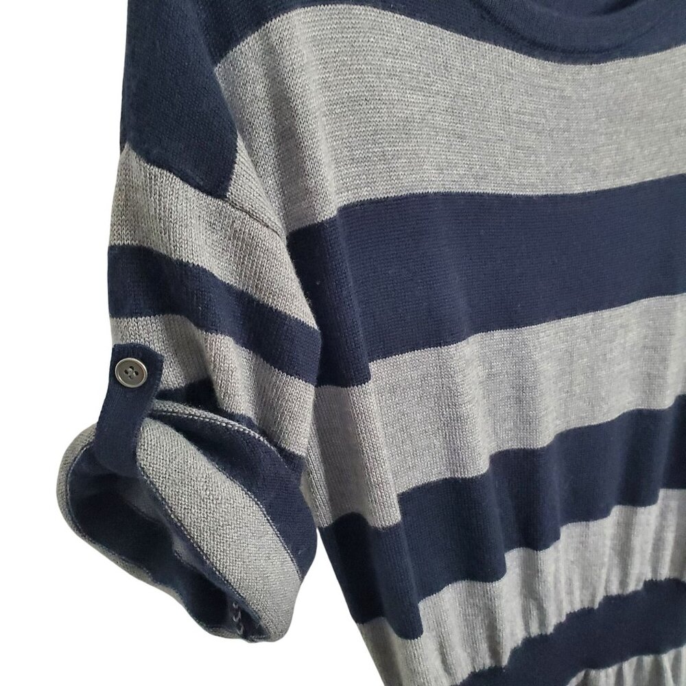Ann Taylor Loft Size M Dress Sweater Merino Wool Blend Nautical Stripe Knit - Picture 4 of 11